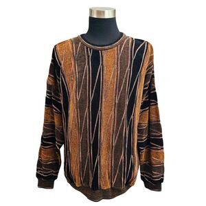 Tundra Canada Vintage y2K Abstract 3D Pattern MultiColor Knit Sweater XL Mens